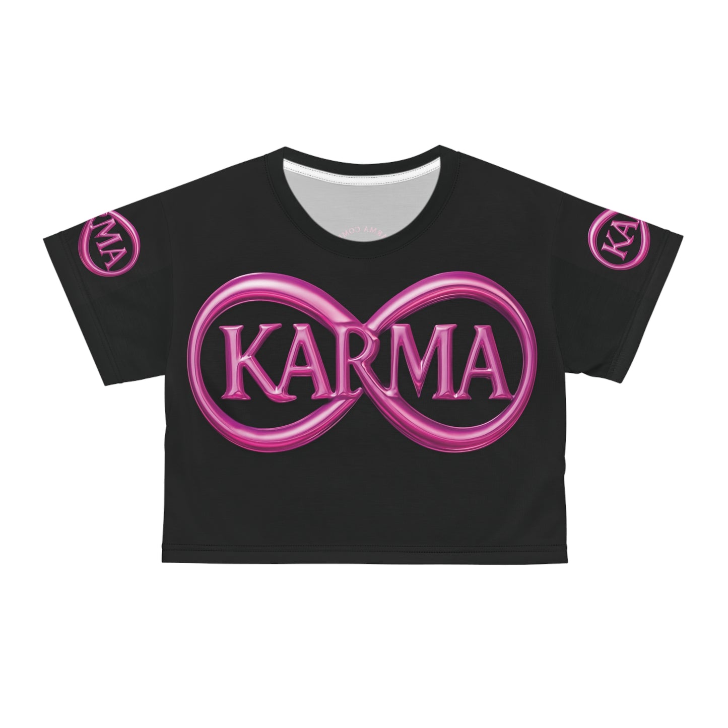 Karma Infinity Crop Tee - Black and Pink