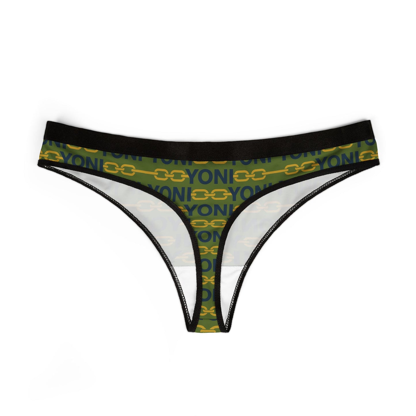 YONI Neon Green Yellow Chain Link Women's Thongs