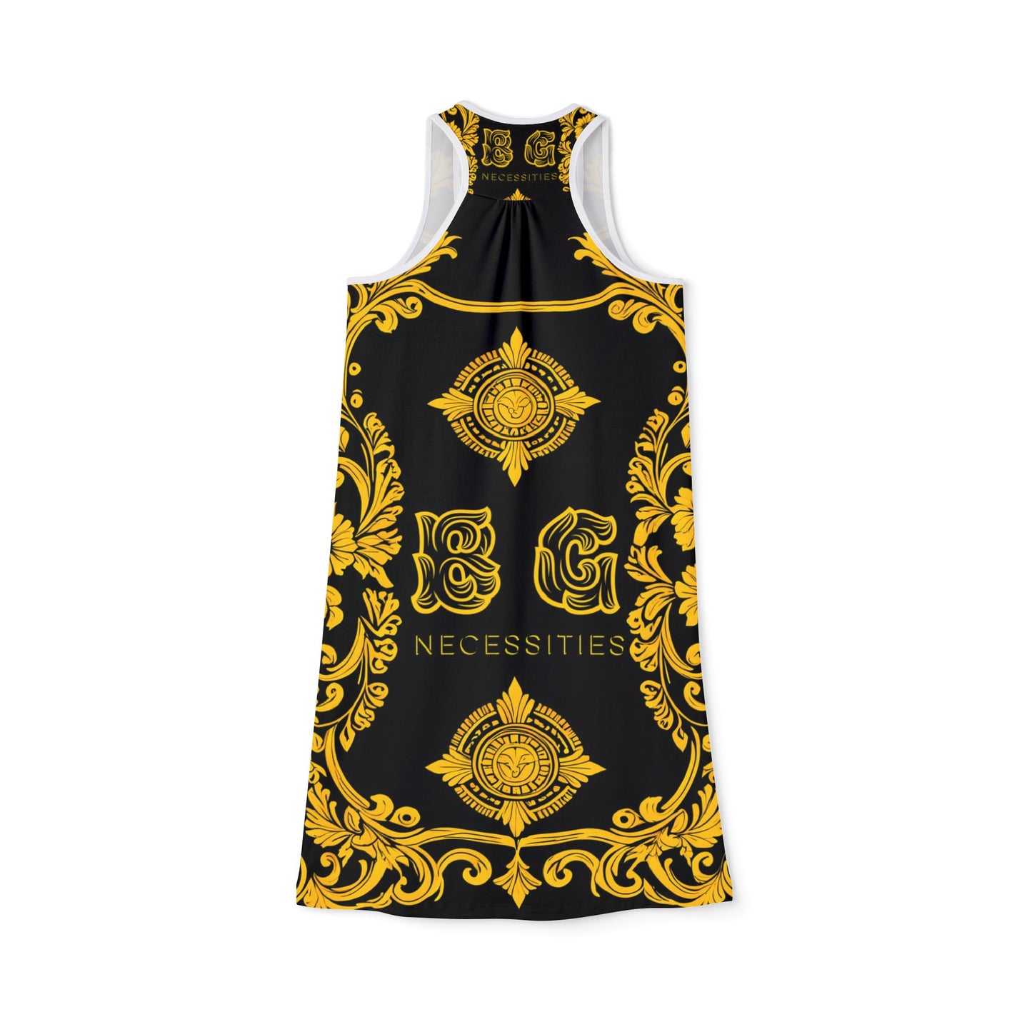 BG Necessities Black and Yellow #1 Women's Racerback Dress by Burning Guitars