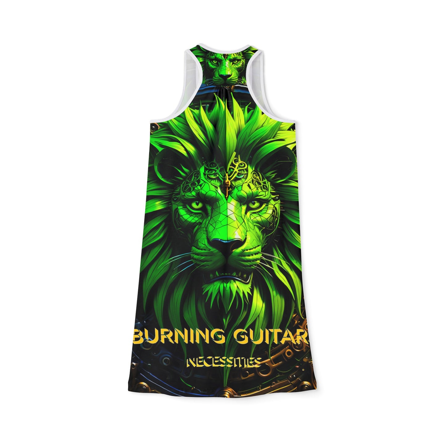 BG Necessities Neon Lion Women's Racerback Dress by Burning Guitars