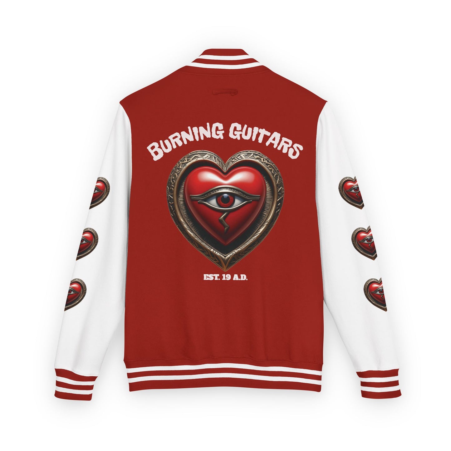 Burning Guitars 3rd Eye Heart Unisex Heavyweight Letterman Jacket