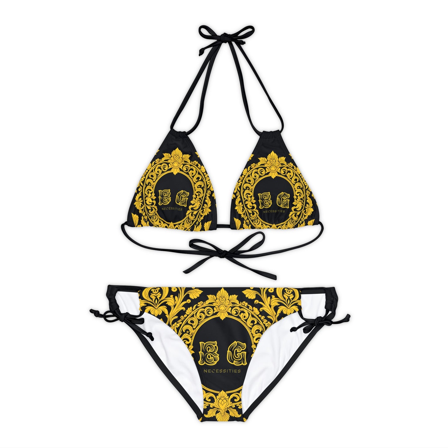 Burning Guitars Necessities Black & Yellow Vintage 1 Strappy Bikini Set