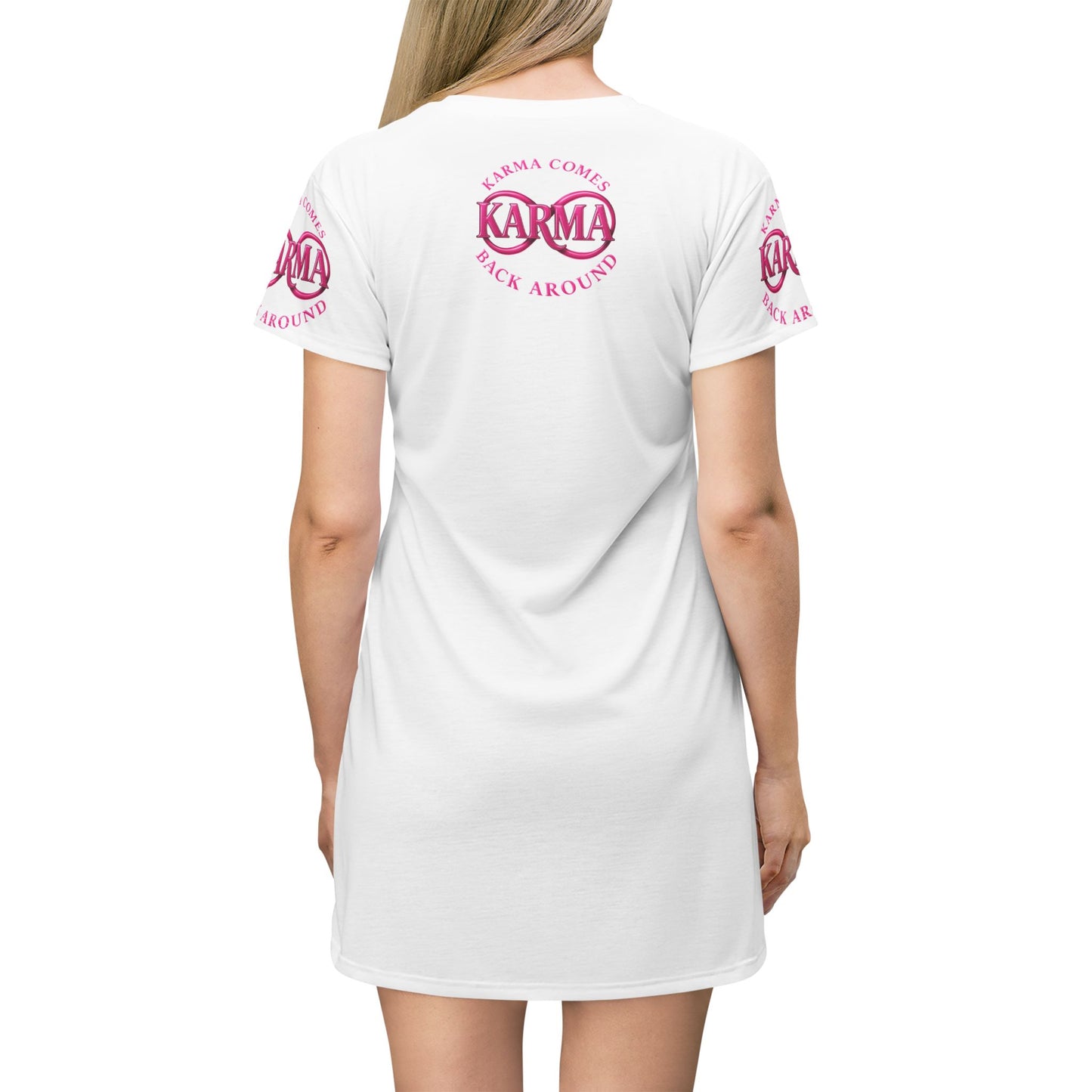 Anime Girl T-Shirt Dress with 'I'm not mad, I'm amused, karma already got you' Quote