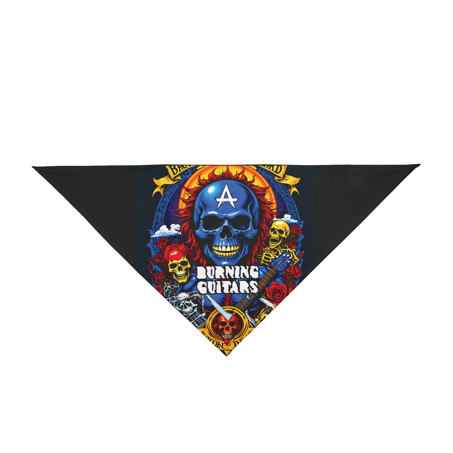 Burning Guitars Captain America Skull Rockstar Pet Bandana