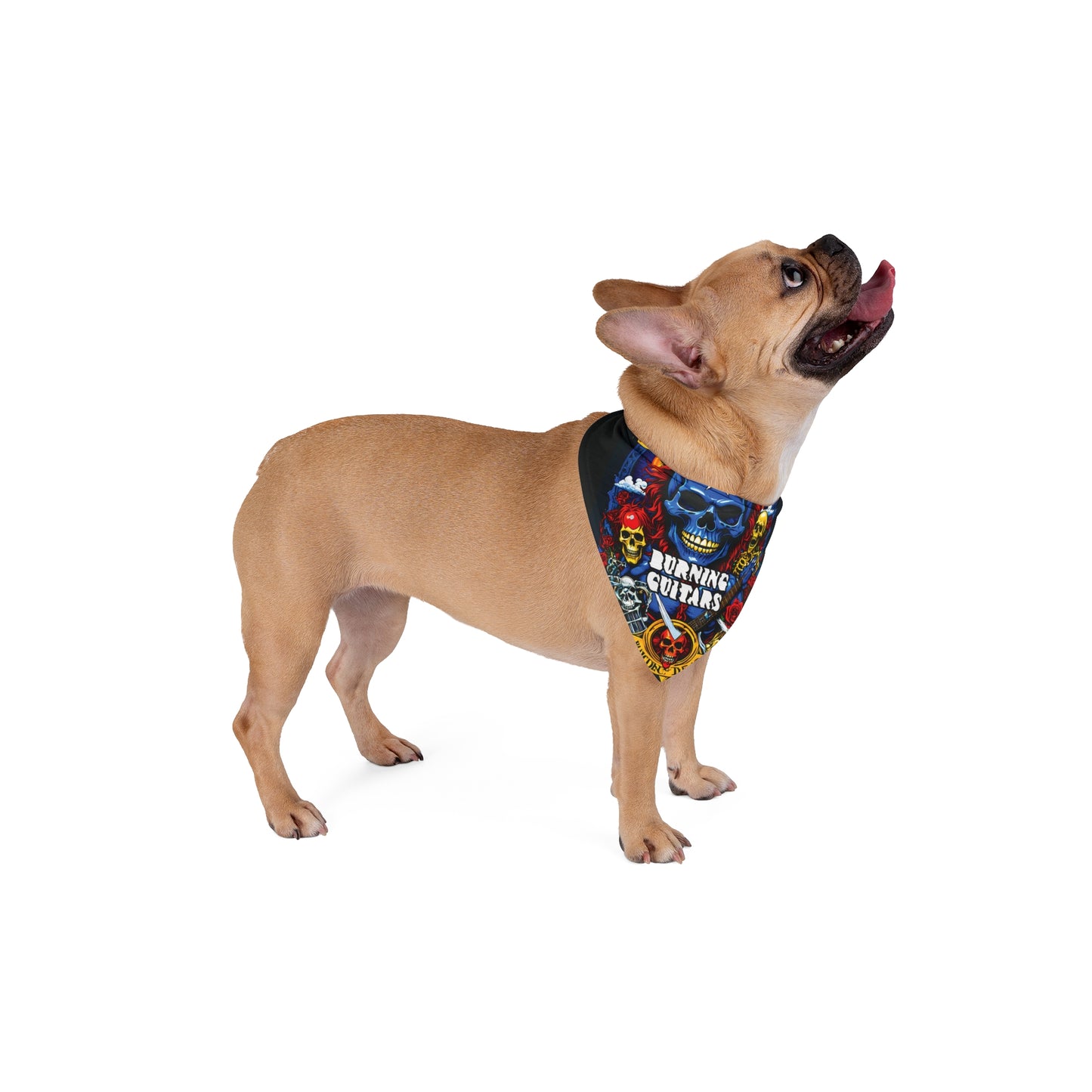 Burning Guitars Captain America Skull Rockstar Pet Bandana
