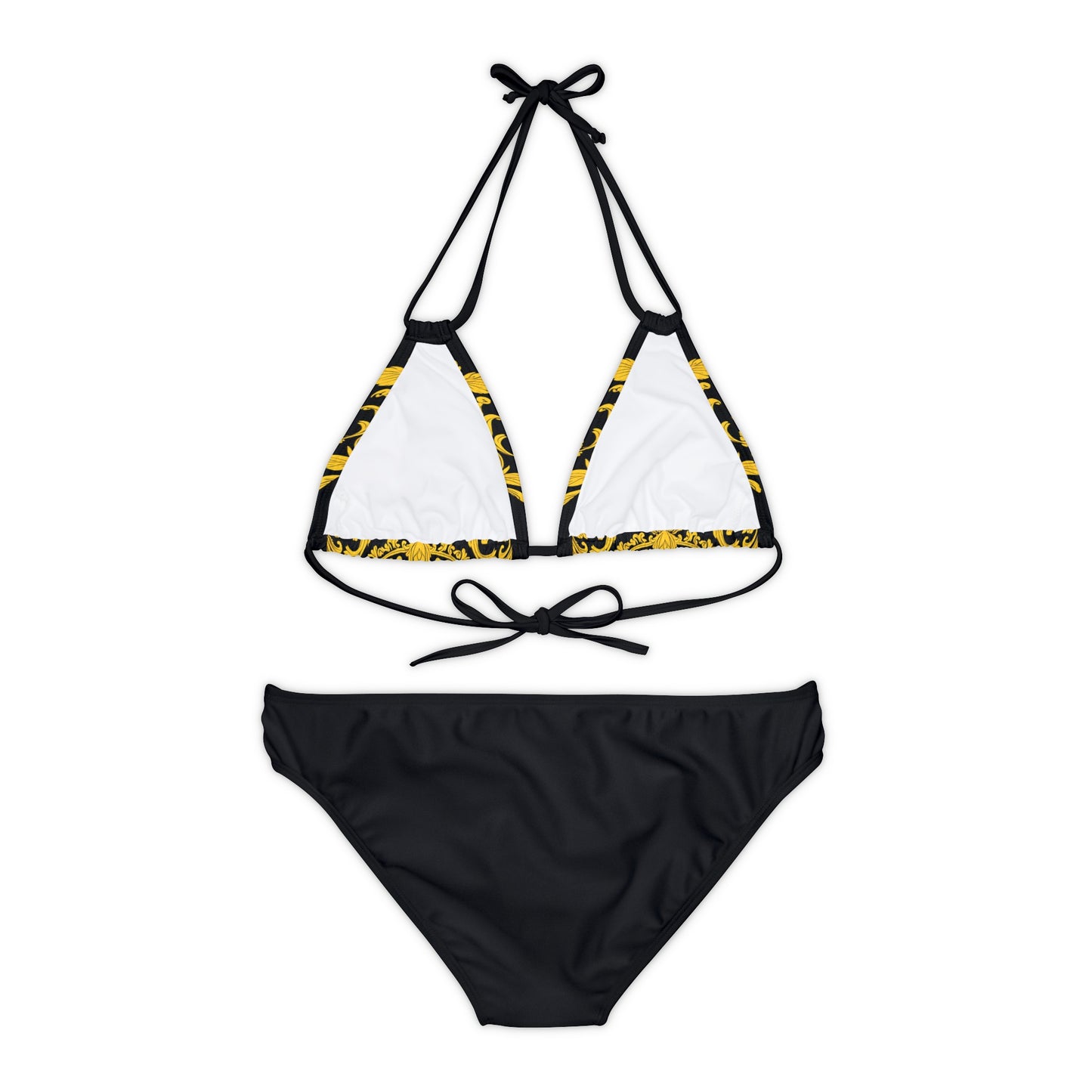 Burning Guitars Necessities Black & Yellow Vintage 1 Strappy Bikini Set