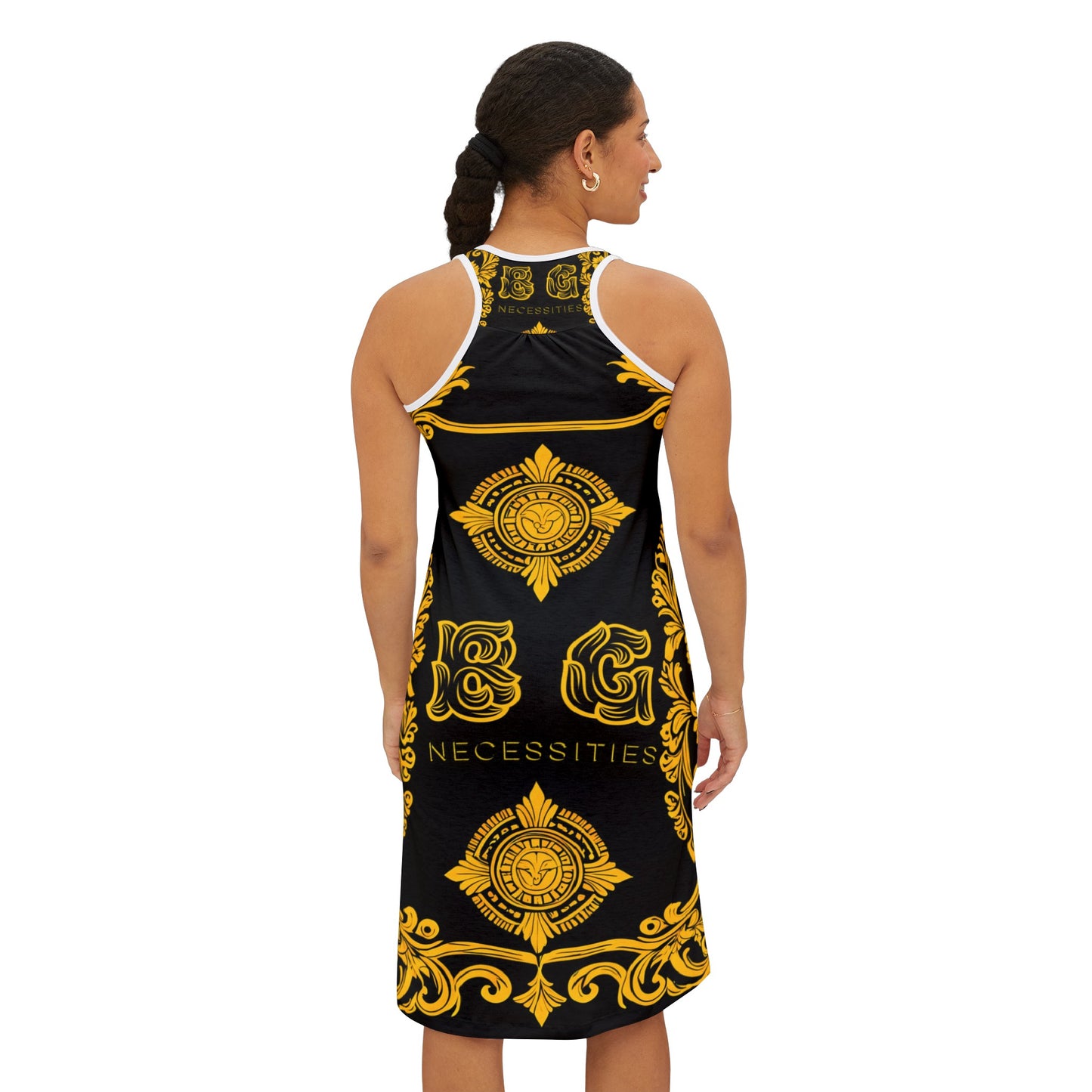 BG Necessities Black and Yellow #1 Women's Racerback Dress by Burning Guitars