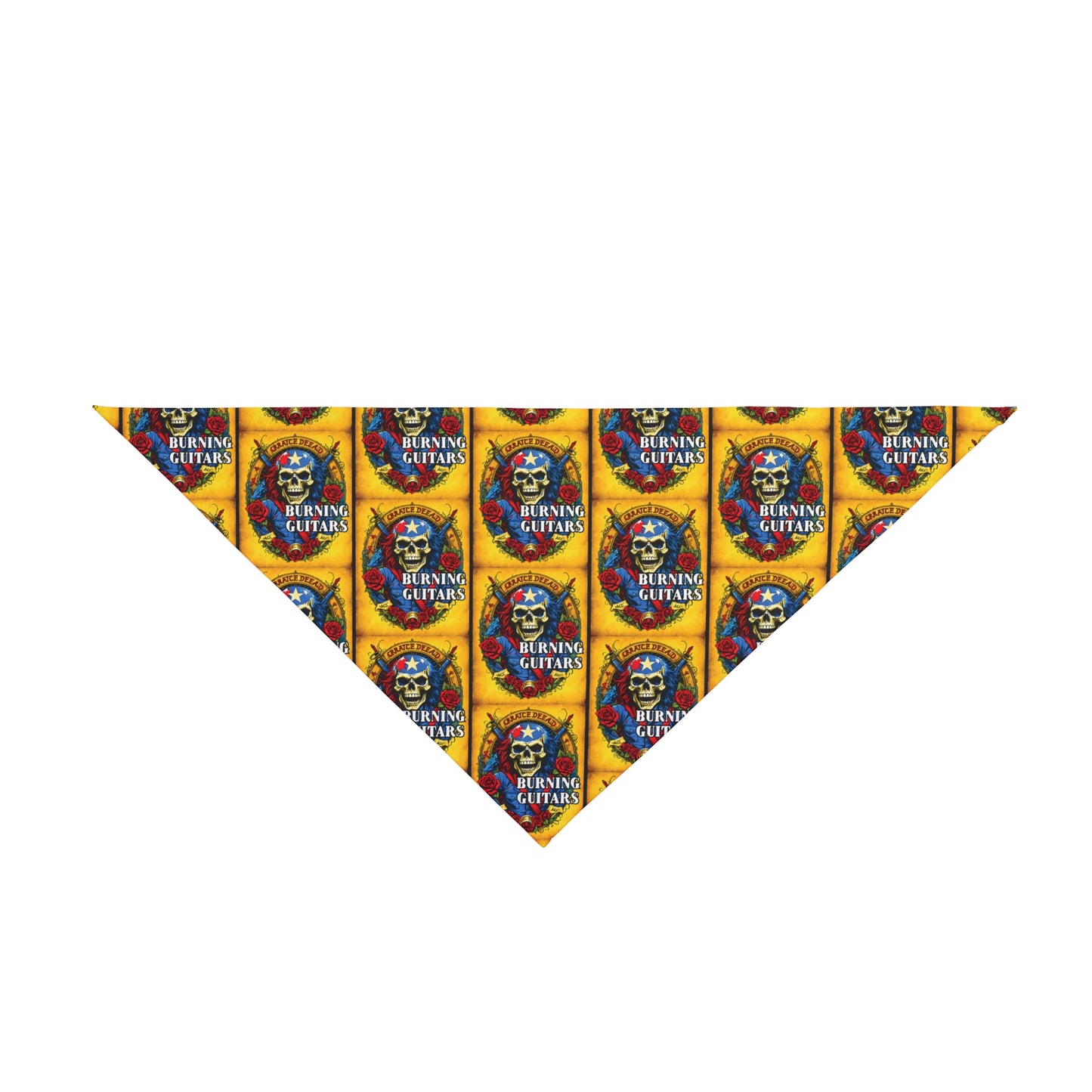 Burning Guitars Rockstar Skull Pet Bandana