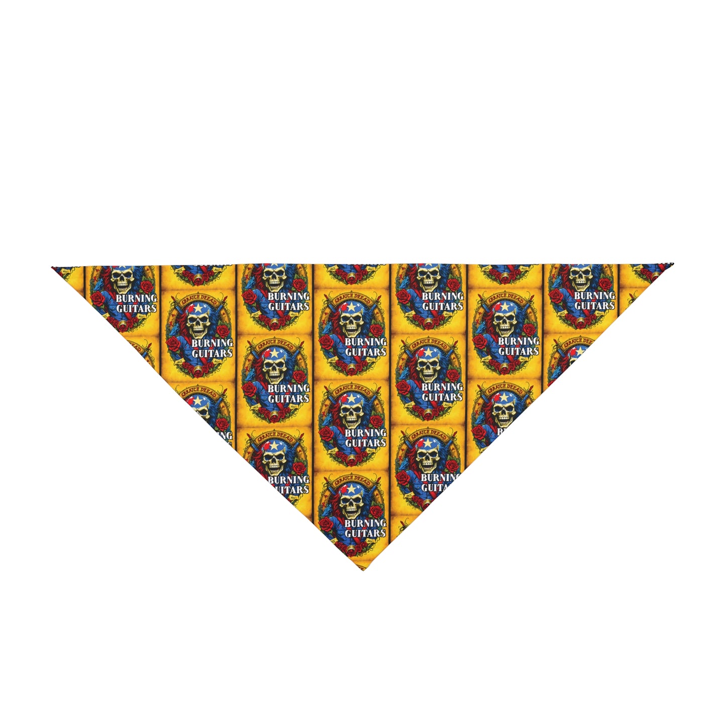 Burning Guitars Rockstar Skull Pet Bandana