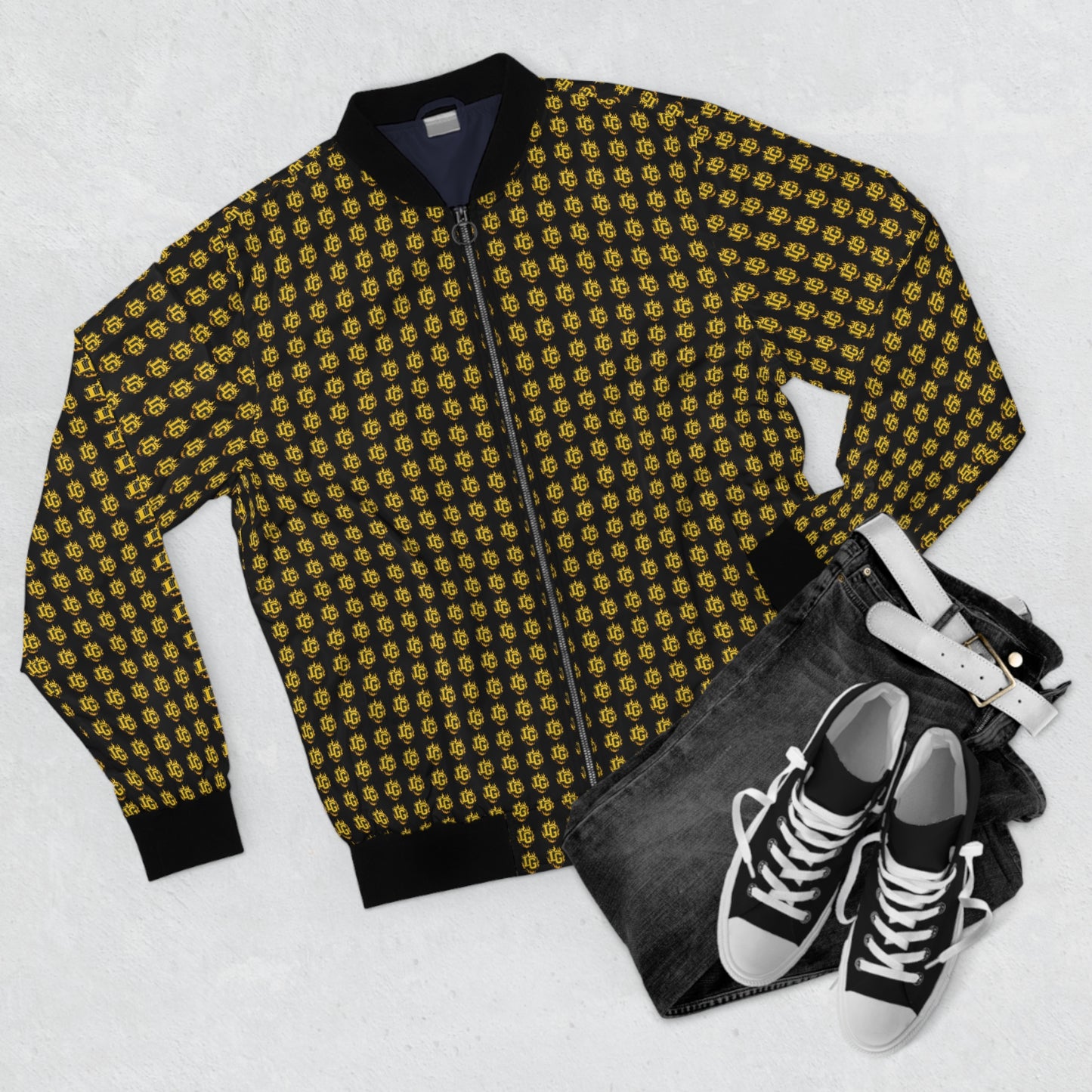 Luxary Group LG Monogram Black & Yellow Men's Bomber Jacket (AOP)