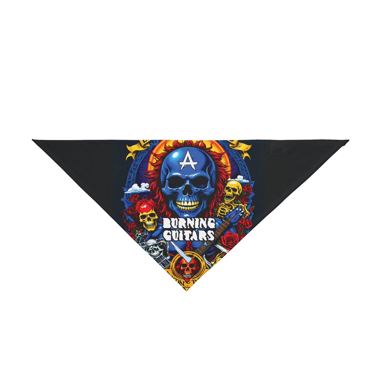 Burning Guitars Captain America Skull Rockstar Pet Bandana