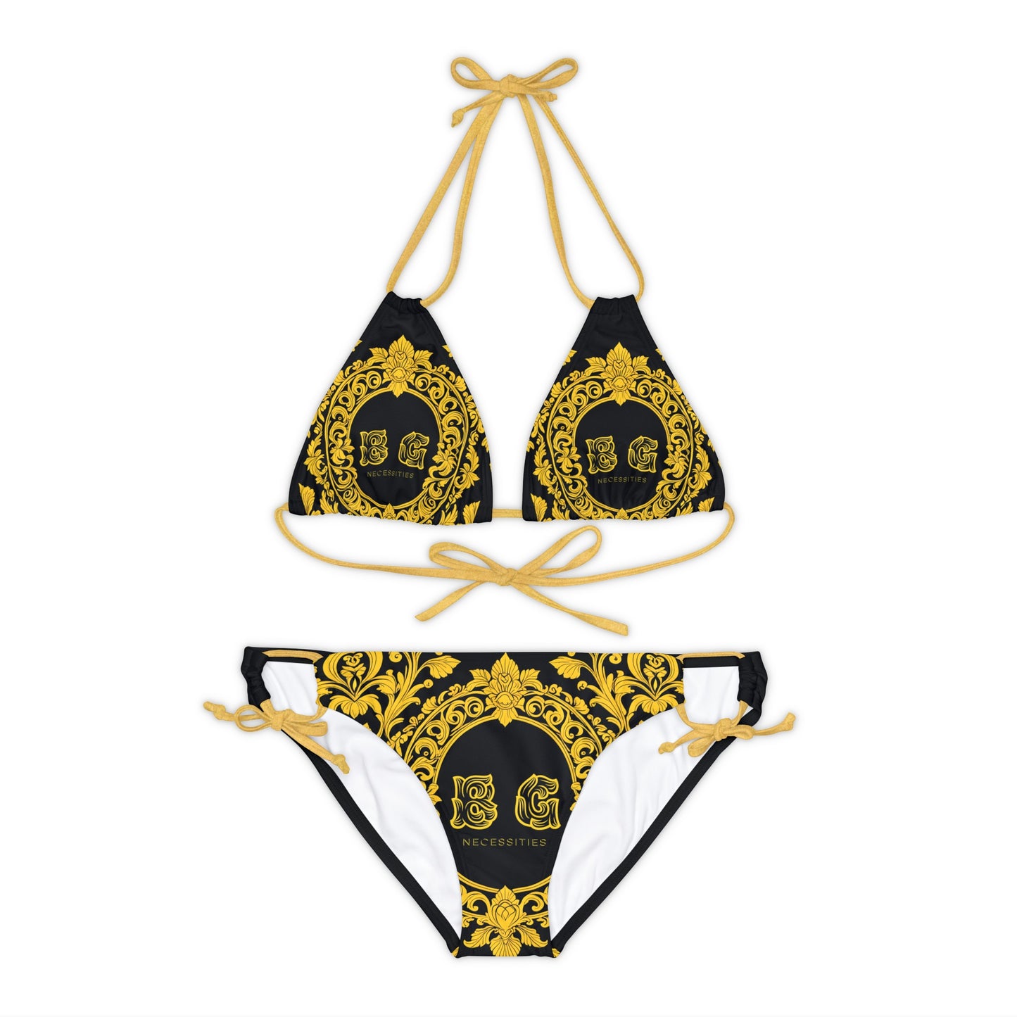 Burning Guitars Necessities Black & Yellow Vintage 1 Strappy Bikini Set