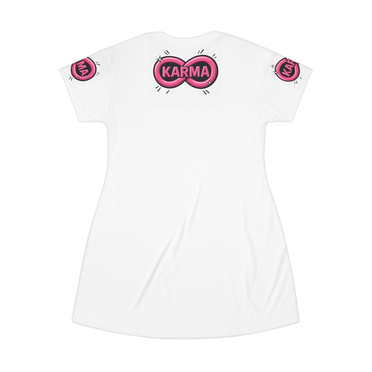 T-Shirt Dress - Anime Girl White and Pink Tee Skirt "It's Ok Boo Karma Already Clocked It"