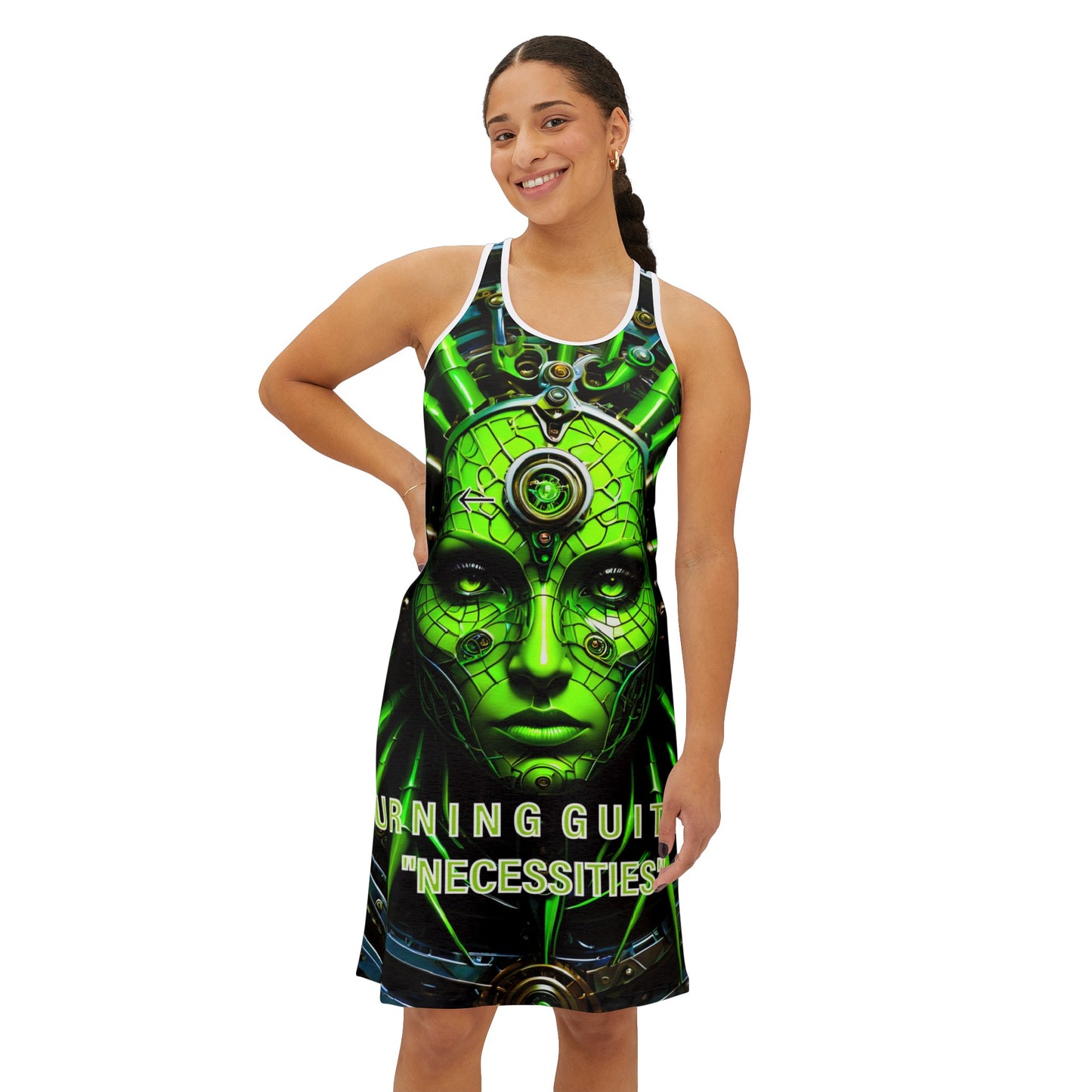 BG Necessities Neon Face Women's Racerback Dress by Burning Guitars