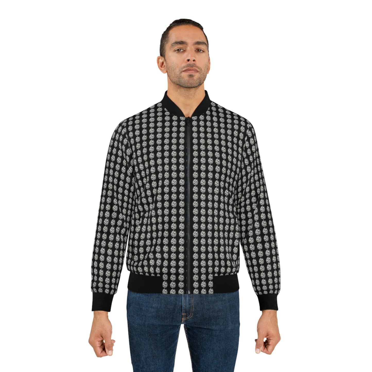Luxary Group LG Monogram White & Black Men's Bomber Jacket (AOP)