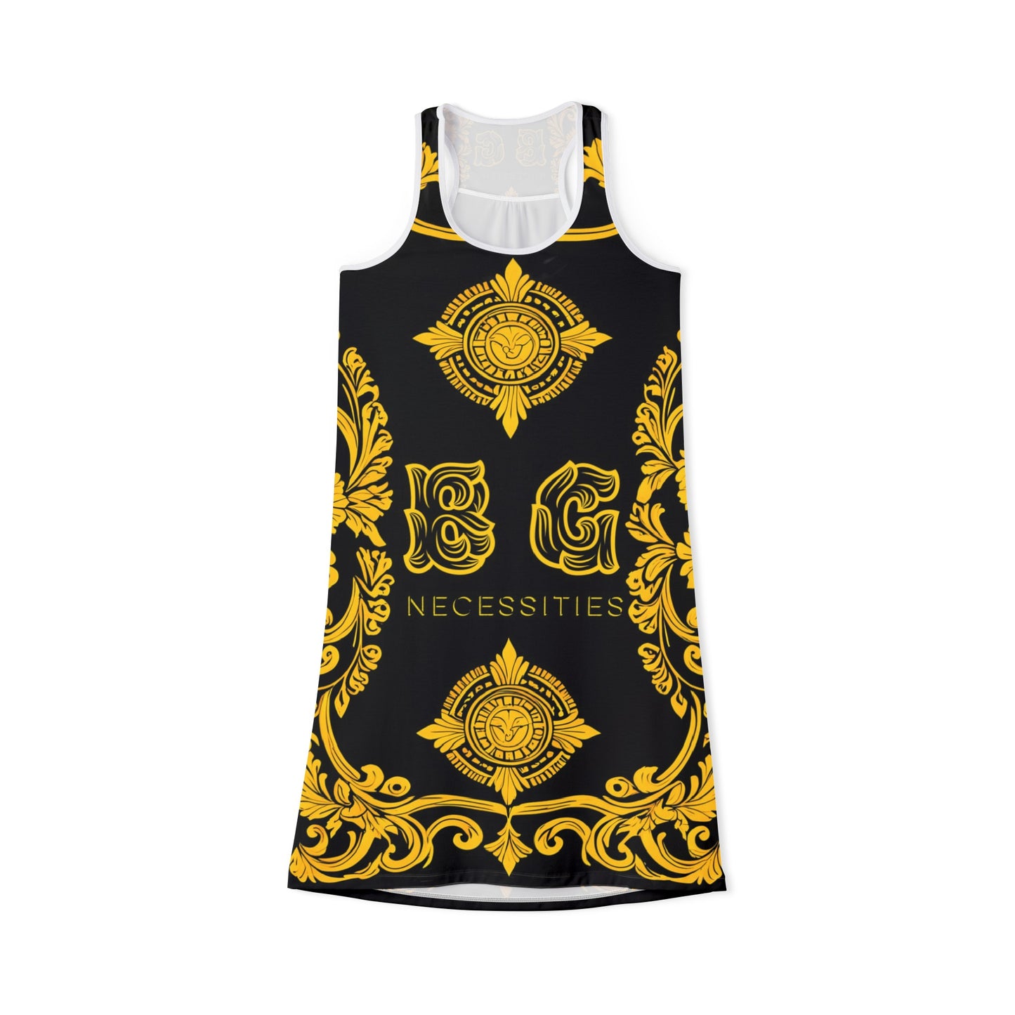 BG Necessities Black and Yellow #1 Women's Racerback Dress by Burning Guitars