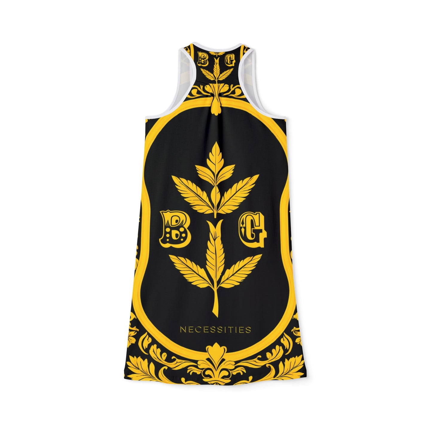 BG Necessities Black and Yellow #4 Women's Racerback Dress by Burning Guitars