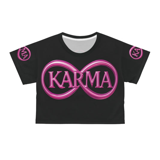 Karma Infinity Crop Tee - Black and Pink