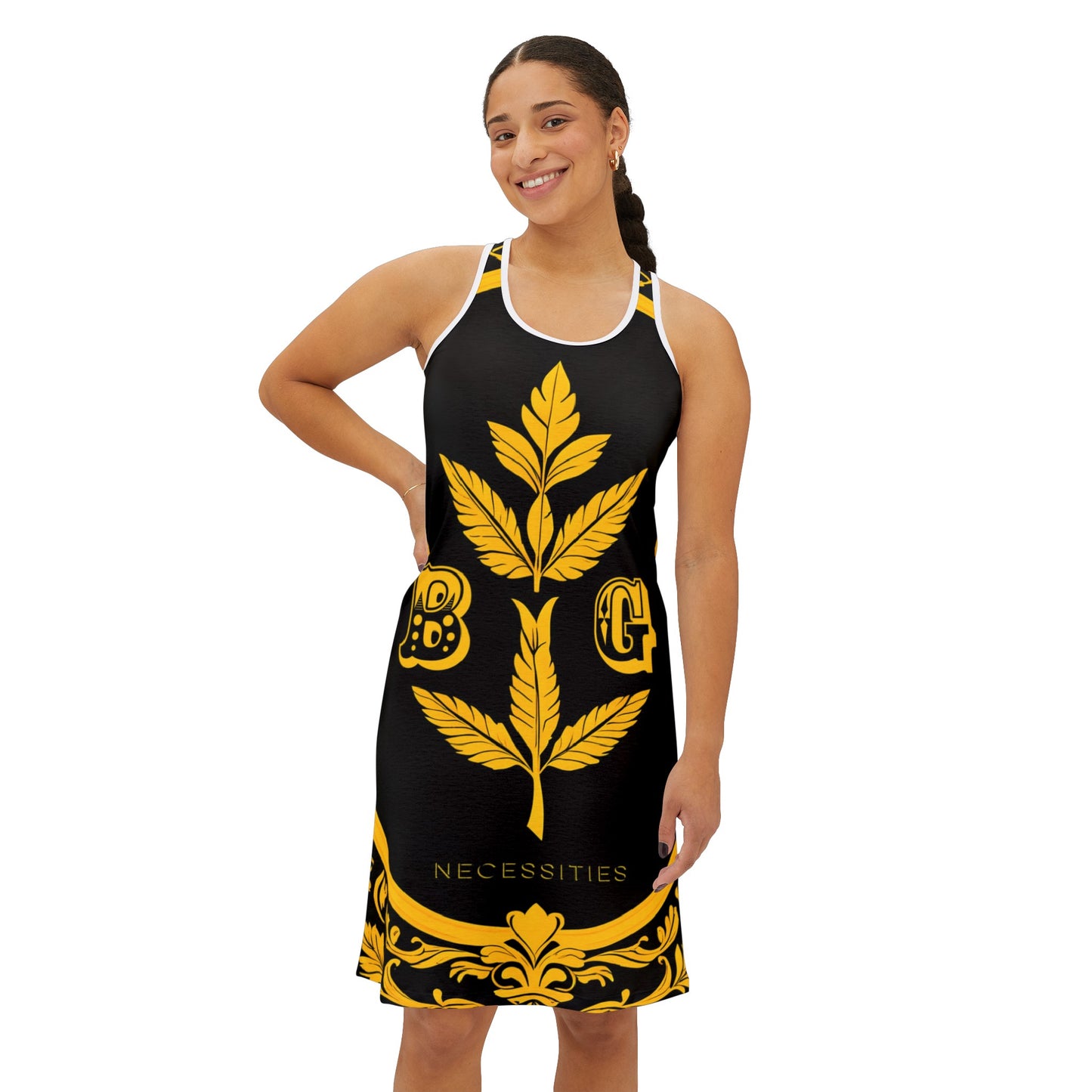 BG Necessities Black and Yellow #4 Women's Racerback Dress by Burning Guitars