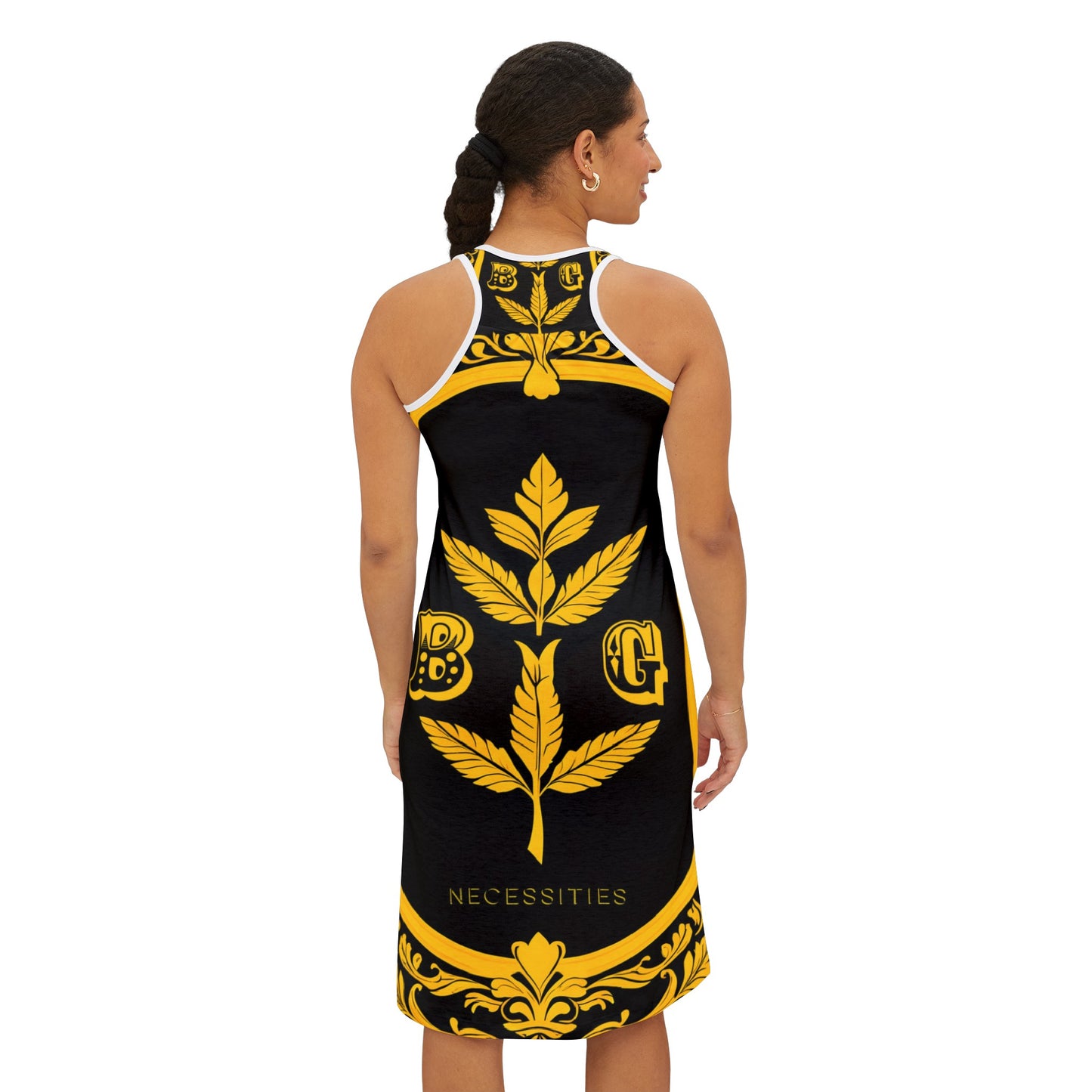 BG Necessities Black and Yellow #4 Women's Racerback Dress by Burning Guitars