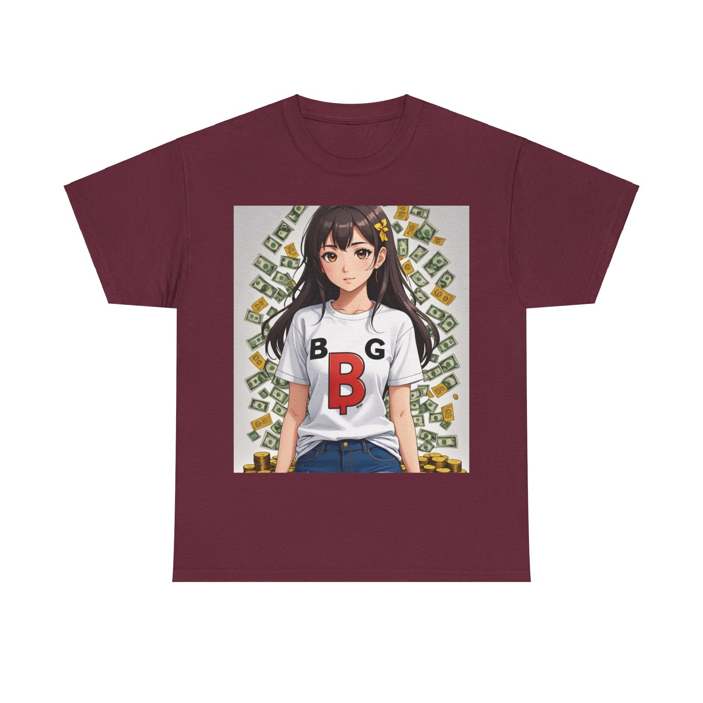 BG Bitcoin Anime' Girl/Unisex Heavy Cotton Tee by Burning Guitars