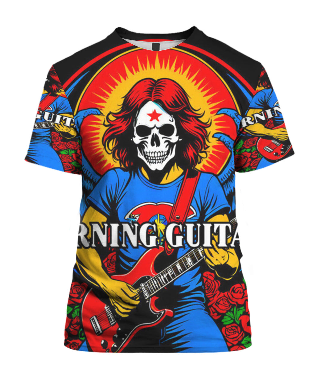 BG Skull Rockstar Unisex T-Shirt by Burning Guitars 