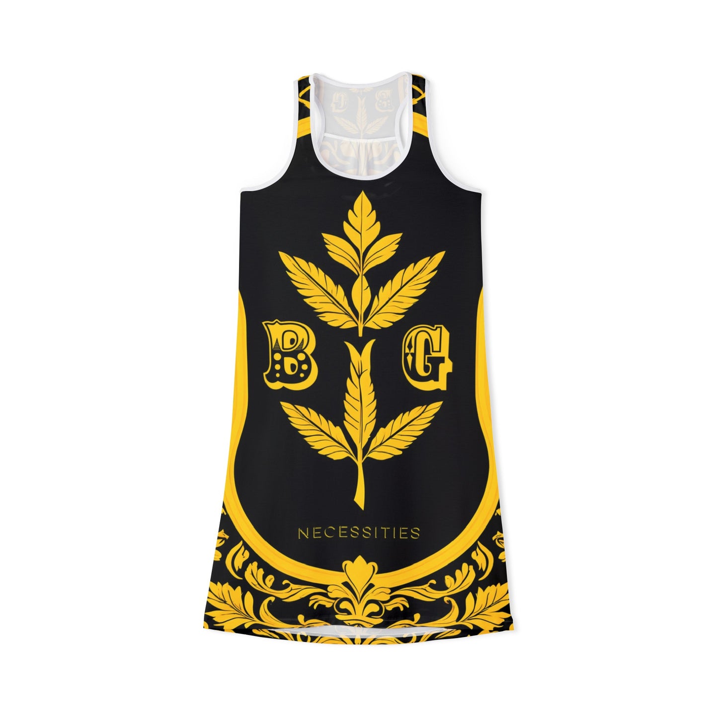 BG Necessities Black and Yellow #4 Women's Racerback Dress by Burning Guitars