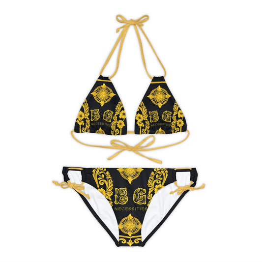 Burning Guitars Necessities Black & Yellow Vintage 2 Strappy Bikini Set