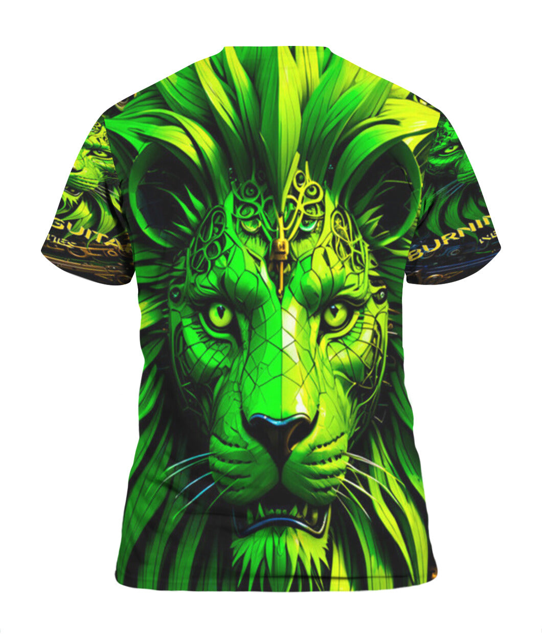 Neon Green Lion Unisex T-Shirt by Burning Guitars