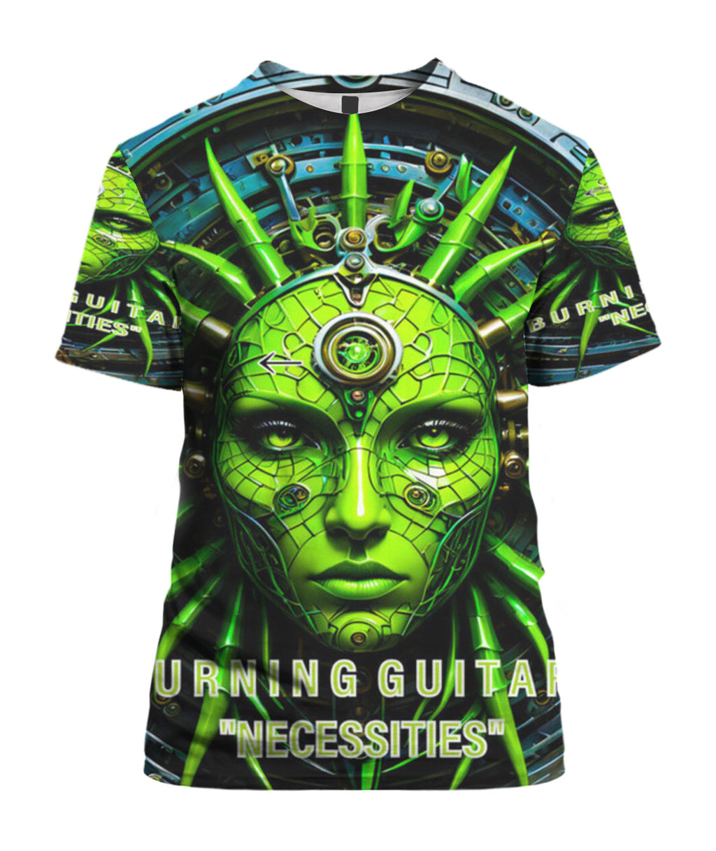 Green Face Unisex T-Shirt by Burning Guitars
